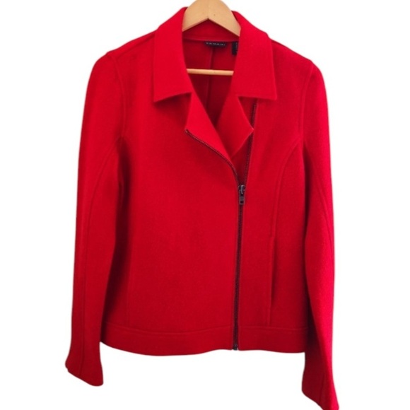 EUC Tahari Boiled Wool Zip Blazer in Orange size Small - Picture 1 of 10